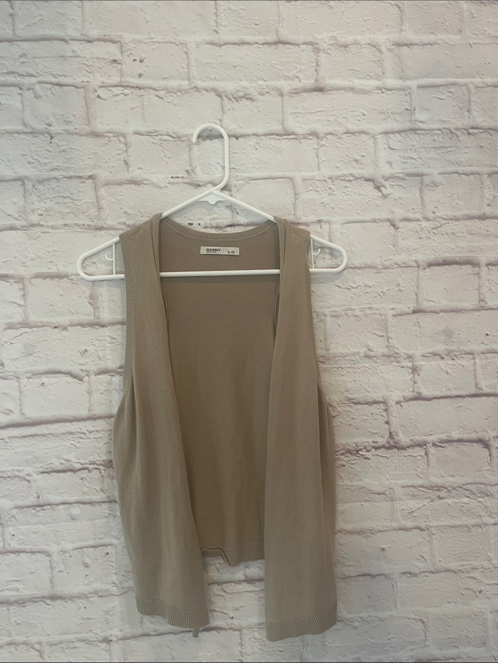 Old Navy Taupe Sleeveless Open-Front Knit Vest